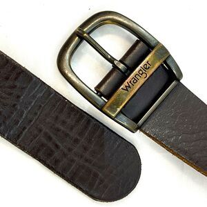 Wrangler Mens Leather Belt 36 Frame Style Buckle‎ Brown Heavy Duty 32-41"